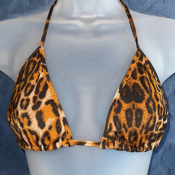 VINTAGE RARE LEOPARD PRINT STRING BIKINI PORT-CROS PARIS Made in France UK SZ 42 - Picture 2 of 11